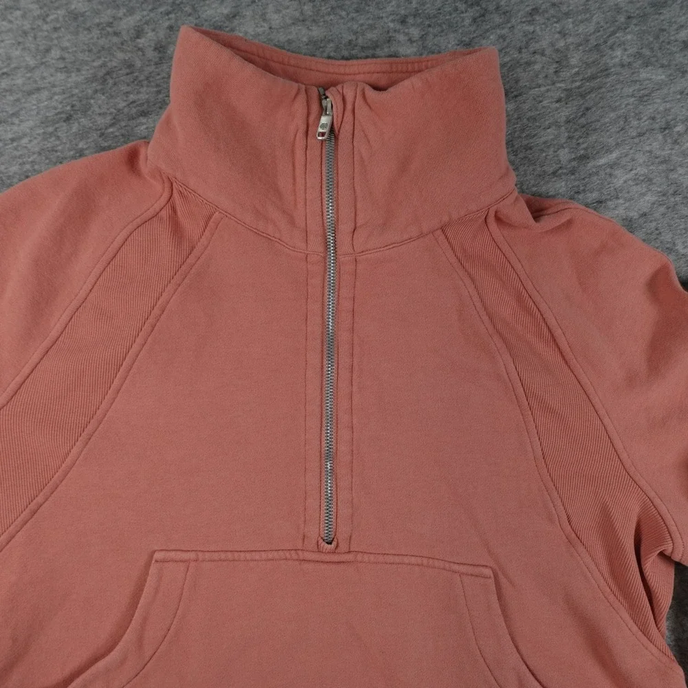 Lululemon Sweatshirt Womens M/L‎ Pink Scuba Oversized Funnel Neck 1/2 Zip